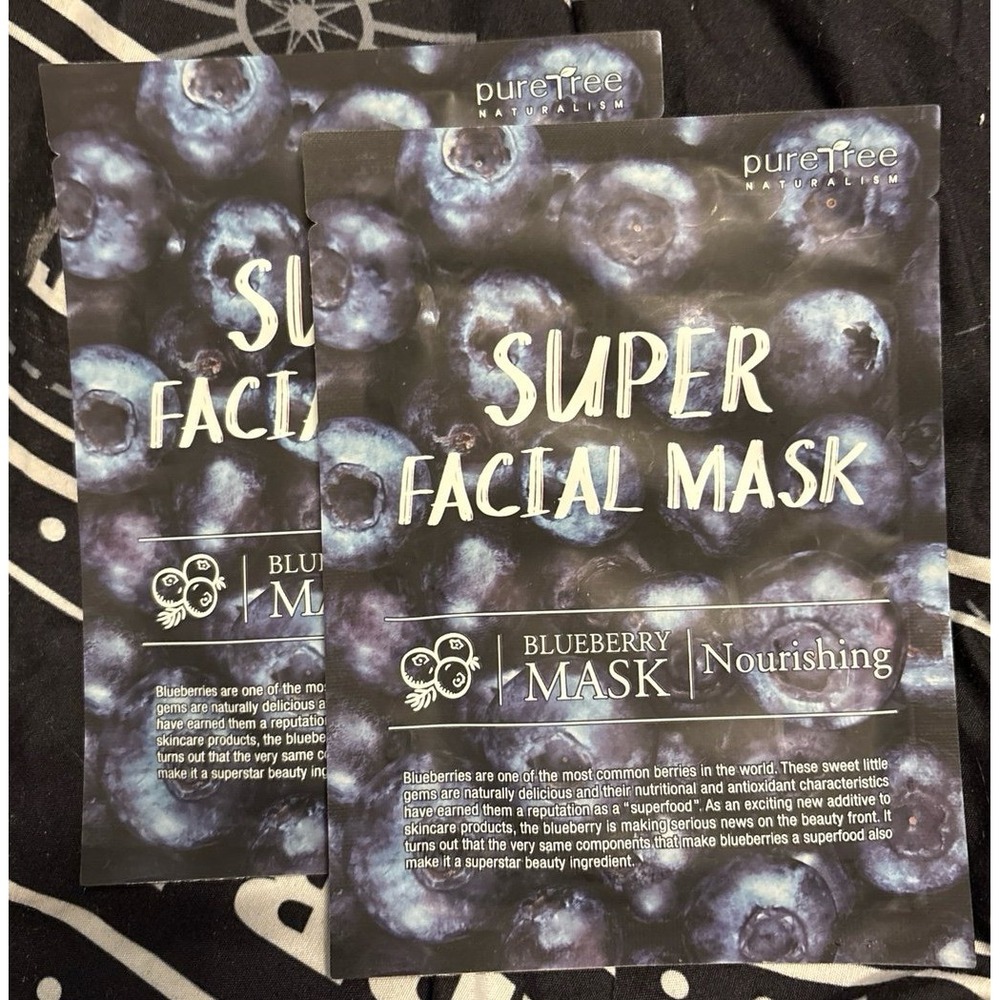 NEW PureTree Blueberry Nourishing‎ Super Facial Sheet Mask x2, Korean Skincare